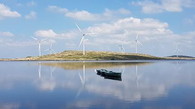 Boats on Lochgoin Reservoir, Whitelee Windfarm