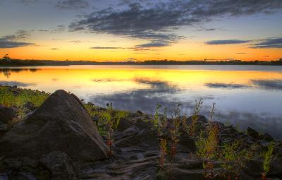 Balgray Reservoir sunset, Dams to Darnley